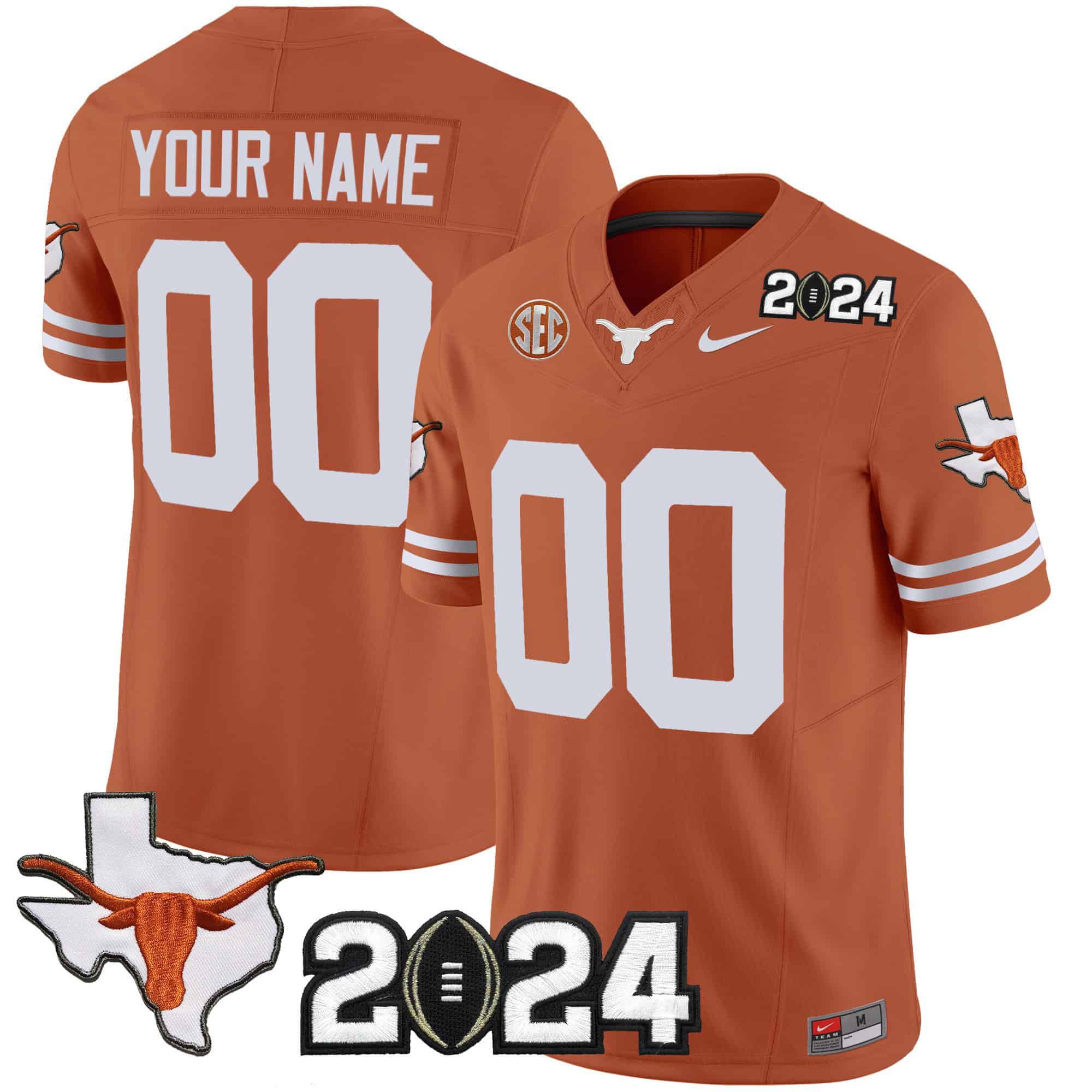 Men Texas Longhorns Oragne 2024 Nike Vapor Limited Custom NCAA Jersey style 1